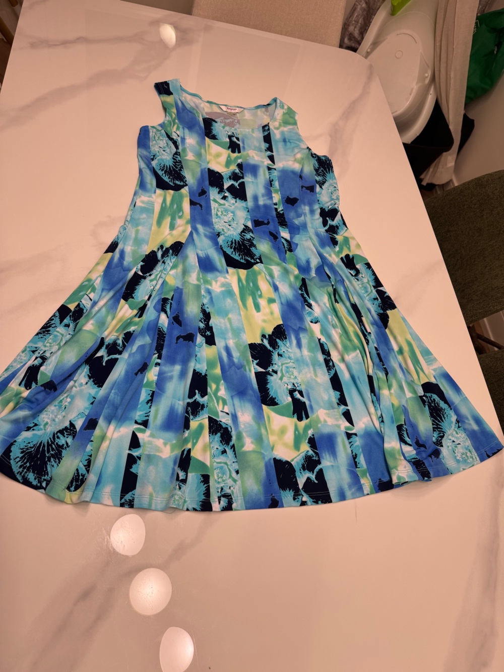 TanJay Blue, Teal & Navy Floral Skater Skirt